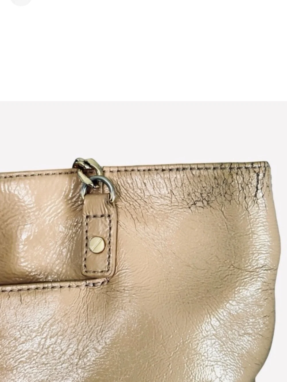 Michael Kors Jet Set Chain Tote Leather Bag Tan Beige Gold - Picture 11 of 11